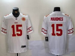 Nike Kansas City Chiefs #15 Patrick Mahomes white Color Rush Limited Jerseys with Sleeve label 01