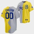 Custom Nike Atlanta Braves yellow gray splits majestic baseball Jerseys