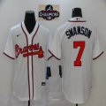 Nike Atlanta Braves #7 Dansby Swanson white majestic baseball jerseys