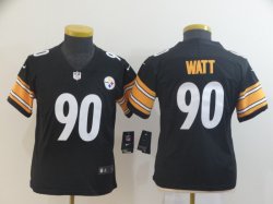 Youth Nike Pittsburgh Steelers #90 T. J. Watts Black yellow Color Rush Limited Jersey 01