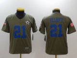 Youth Nike Dallas Cowboys #21 Ezekiel Elliott green USA flag Color Rush Limited Jersey