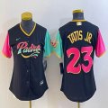 Women Nike San Diego Padres #23 Fernando Tatis Jr black majestic mlb Jerseys city version 01