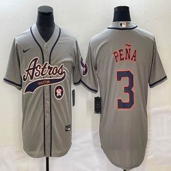 Nike Houston Astros #3 Jeremy Pena gray majestic baseball jerseys Joint name -BD