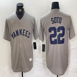 Nike New York Yankees #22 Juan Soto gray throwback majestic baseball Jersey-BD 03