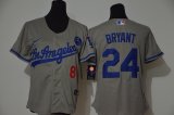 Women Nike Los Angeles Dodgers #24 Kobe Bryant gray majestic baseball Jersey-KB patch