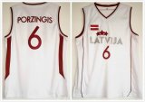 NCAA Team Latvija 6 Kristaps Porzingis White college basketball jerseys