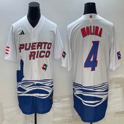 Puerto Rico Baseball #4 Yadier Molina White 2023 World Baseball Classic Replica Player Jersey 09