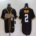 Nike Pittsburgh Steelers #2 Justin Fields black baseball jerseys Joint name-BD 01