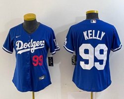 Women Los Angeles Dodgers #99 Kelly Nike blue majestic baseball Jersey-BD 01