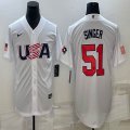 2023 World Cup #51 Singer white majestic baseball jerseys 09