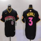 Nike San Diego Padres #3 Jackson Merrill black MLB Baseball jerseys Joint Name 02