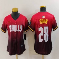 Women Nike Philadelphia Phillies #28 Alec Bohm red majestic baseball jersey city version