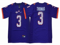 Clemson Tigers #3 Xavier Thomas blue College Football Limited Jersey