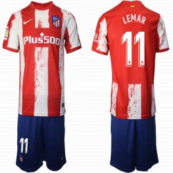 2021-2022 Atletico Madrid club #11 LEMAR red blue soccer jersey home