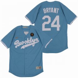 Nike Los Angeles Dodgers Kobe Bryant skyblue majestic baseball Jersey with KB patch