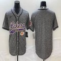 Nike Los Angeless Lakers blank Hemp grey baseball jerseys Joint name-BD