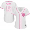 2017 Women Minnesota Twins #22 Miguel Sano white majestic mlb jersey