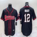 Nike Tampa Bay Buccaneers #12 Tom Brady black baseball jerseys Joint name-BD