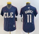 Youth Nike Cleveland Indians #11 Jose Ramirez blue majestic baseball jersey-BD 01