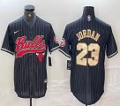 Nike Chicago Bulls #23 Michael Jordan black gold basketball jerseys Joint name-BD 01