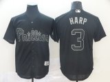 Philadelphia Phillies #3 Bryce Harper black baseball jersey Nickname version