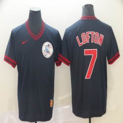 Nike Cleveland Indians #7 Kenny Lofton dark blue throwback baseball jersey-sg