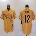 New Orleans Saints #12 Chris Olave yellow baseball jerseys Joint Name 01