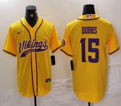 Nike Minnesota Vikings #15 Dallas Turner yellow baseball jersey Joint Name 03