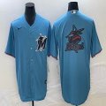 Nike Florida Marlins blank skyblue majestic baseball jerseys big logo-BD