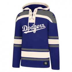 Custom Los Angeles Dodger beige gray blue baseball Hooded Sweatshirt