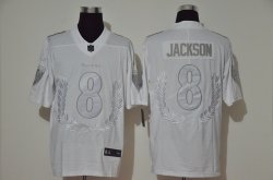 Baltimore Ravens #8 Lamar Jackson white fashion Color Rush Limited Jersey -WL