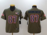 Youth Nike New England Patriots #87 Rob Gronkowski green USA flag Color Rush Limited Jersey