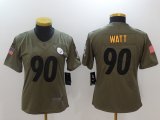 Women Nike Pittsburgh Steelers #90 T. J. Watts green USA flag Color Rush Limited Jersey