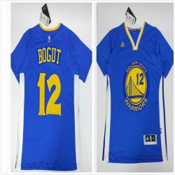 Golden State Warriors #12 Andrew Bogut blue nba short leeves jersey