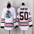 Reebok Chicago Blackhawks Corey Crawford 50 white Ice hockey Jersey(1)