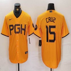 Nike Pittsburgh Pirates #15 Oneil Cruz yellow majestic baseball jerseys city version