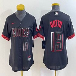 Women Nike Cincinnati Reds #19 Joey Votto black majestic baseball jerseys 01