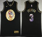 Philadelphia 76ers 3# Allen Iverson black nba basketball jersey Diamond Edition -XD