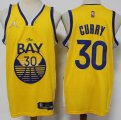 Jordan logo Golden State Warriors #30 Stephen Curry Yellow nba basketball jerseys 75th-S8