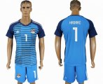 2018 World Cup Egypt team #1 HADARI lake blue goalkeeper soccer jersey