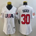 Youth 2023 World Cup #30 Kyle Tucker white USA majestic baseball jerseys 08