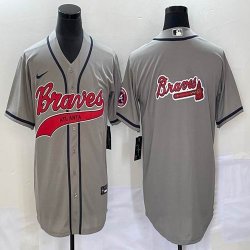 Nike Atlanta Braves blank gray majestic baseball MLB Jerseys Joint name -BD