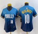 Women Nike Philadelphia Phillies #10 J.T. Realmuto blue majestic baseball jerseys city version 03