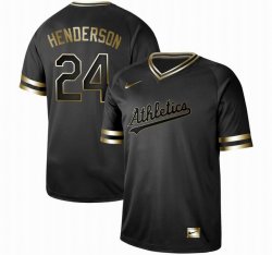 Nike Oakland Athletics #24 Rickey Henderson black gold baseball jersey