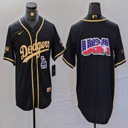 Nike Los Angeles Dodgers blank black gold fashion baseball jerseys 03