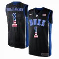 Custom Duke Blue Devils #1 Zion Williamson V Neck black USA flag College Basketball Jersey