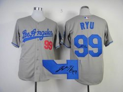 Los Angeles Dodgers 99# RYU gray MLB signature jersey