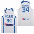 Spalding Hellas #34 Giannis Antetokounmpo white college basketball jerseys-SG