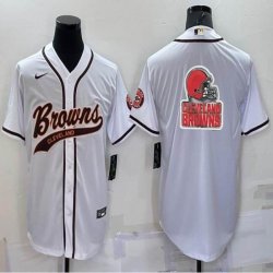 Nike Cleveland Browns blank white baseball jerseys Joint name-BD 01