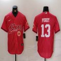 San Francisco 49ers 13# Brock Purdy red White stripe baseball jersey Joint name-BD 01